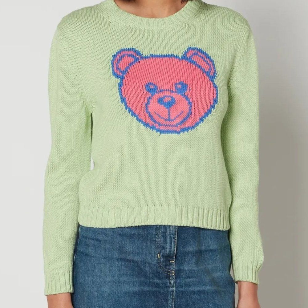 NWT Moschino Teddy Intarsia-Knit Cotton Jumper